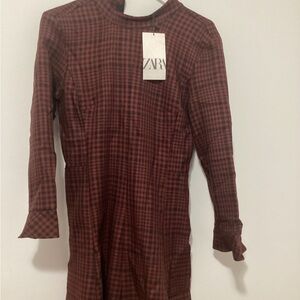 Zara Plaid Long Sleeve Dress